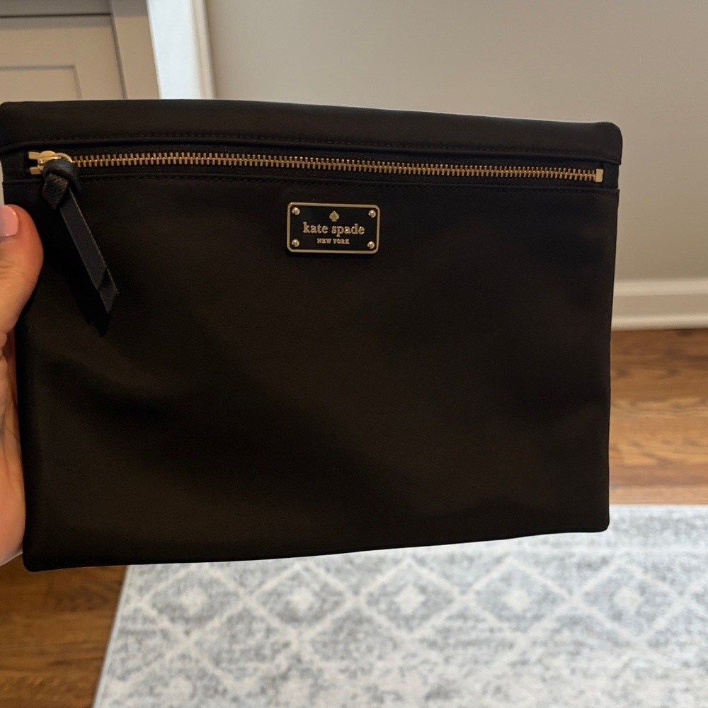 kate spade black men's toiletry pouch with gold hardware